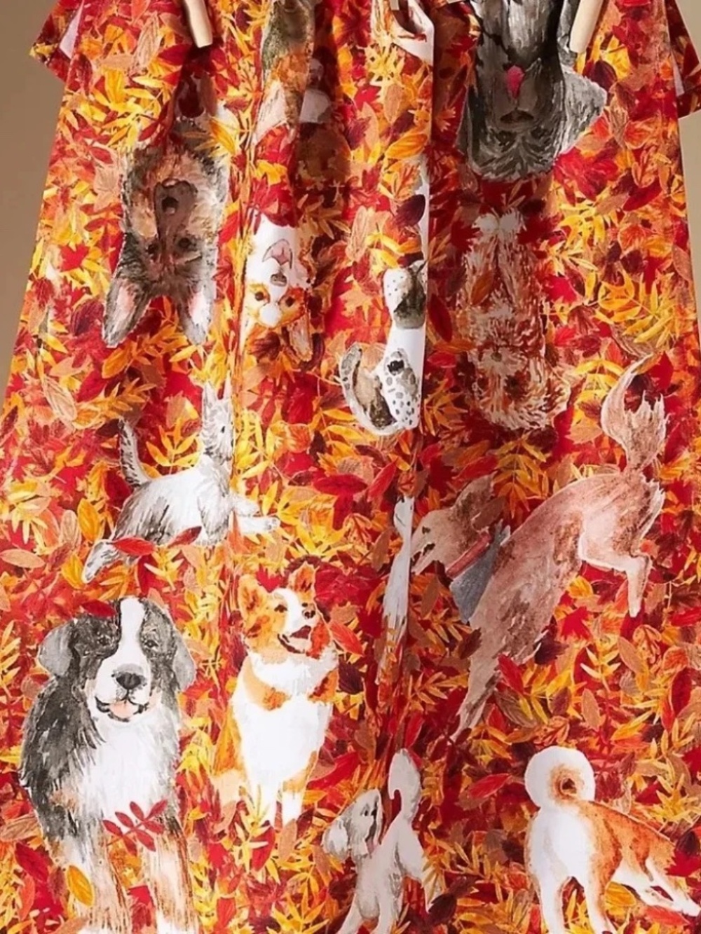NWT Anthropologie Dog In Leaves Fall Autumn Dish Towel